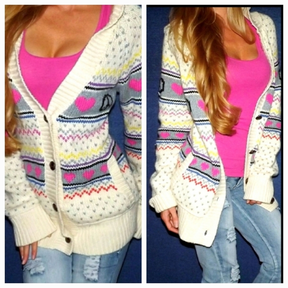 American Rag Juniors Fair Isle Hoodie Sweater Dark Pink Size Small main image 1